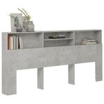 vidaXL Armoire de tête de lit Gris béton 220x19x103 5 cm