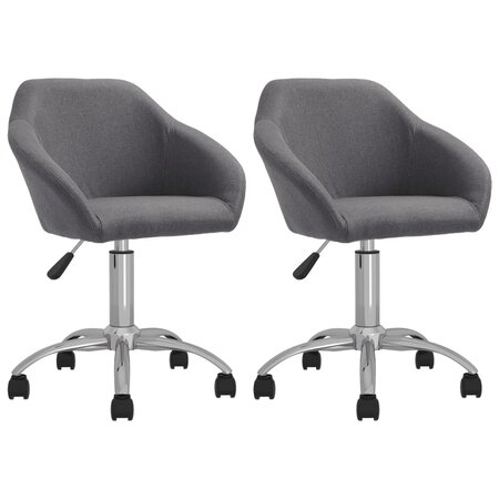 vidaXL Chaises pivotantes à manger lot de 2 gris clair tissu