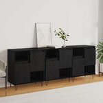 vidaXL Buffets 3 Pièces Chêne noir 180 x 35 x 70 cm Bois d'ingénierie