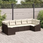 vidaXL Ensemble de salle à manger pour jardin 7 Pièces Marron et Crème