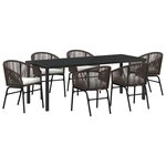 vidaXL Ensemble de salle à manger pour jardin 7 Pièces Marron Poly rotin
