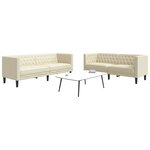 vidaXL Ensemble de canapé Chesterfield 2 Pièces crème similicuir