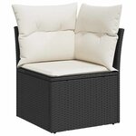 vidaXL Ensemble de canapé de jardin avec coussin 9 Pièces Noir Poly rotin