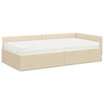 vidaXL Cadre de lit d'angle avec matelas Autre 2 Pièces Crème tissu