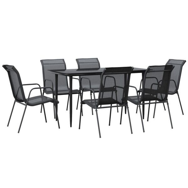 vidaXL Ensemble à manger de jardin 7 Pièces noir textilène et acier
