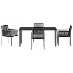 vidaXL Ensemble de salle à manger pour jardin 5 Pièces Noir Poly rotin