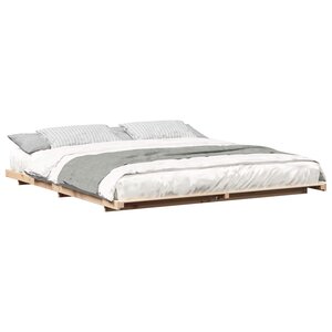 vidaXL Cadre de lit surélevé Marron 200 x 210 cm Bois massif en pin