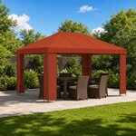 vidaXL Pavillon 4 × 3 m Terre cuite Polyester et Acier 190 gsm
