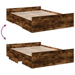 vidaXL Cadre de lit et tiroirs chêne fumé 120x190 cm bois d'ingénierie
