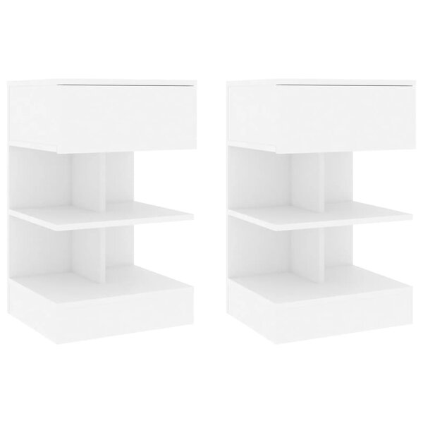 vidaXL Tables de chevet 2 Pièces Blanc 40x35x65 cm Bois d’ingénierie