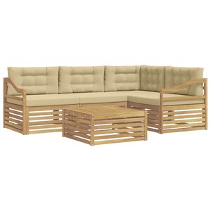vidaXL Ensemble de canapés d'extérieur 5 Pièces Blanc et Beige Polyester