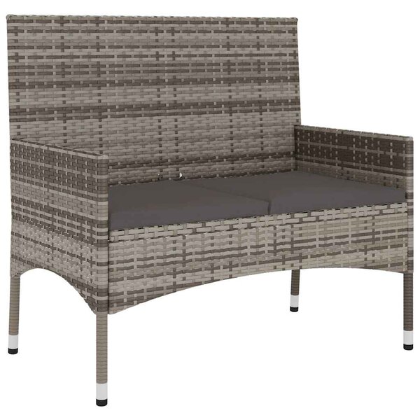 vidaXL Banc de Jardin à 2 Places avec Coussins Gris Résine Tressée
