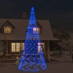 vidaXL Sapin de Noël sur mât de drapeau 3000 LED Bleues 800 cm