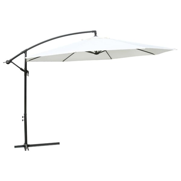 Parasol déporté rond 350 cm blanc en aluminium
