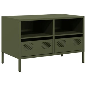 vidaXL Meuble TV vert olive 68x39x43 5 cm acier laminé à froid