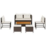 vidaXL Ensemble de canapé de jardin 6 Pièces Marron et crème polyrotin