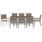 vidaXL Ensemble de salle à manger pour jardin 9 Pièces Gris