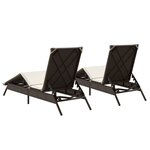 vidaXL Chaises longues avec coussins lot de 2 marron résine tressée