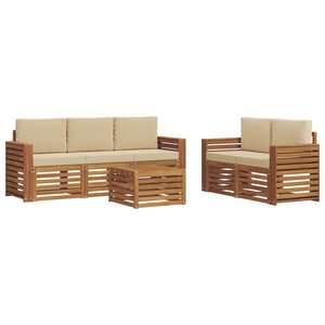 vidaXL Ensemble de canapés d'extérieur 6 pc Naturel et Beige