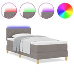 vidaXL Lit à ressorts avec matelas & LED Taupe 90x200 cm Tissu