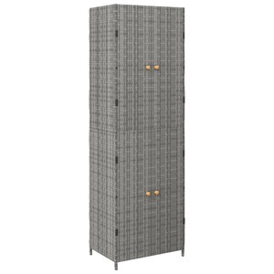 vidaXL Armoire de rangement jardin Gris 59x40x180 cm Résine tressée