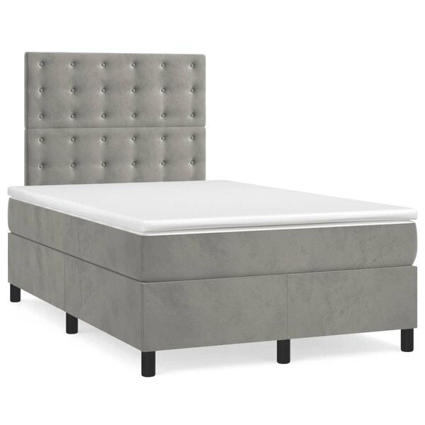 vidaXL Sommier à lattes de lit et matelas Gris clair 120x200cm Velours
