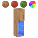 vidaXL Meuble TV avec lumières LED chêne artisanal 30 5x30x102 cm