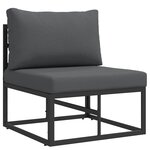 vidaXL Mobilier de jardin avec coussin 3 Pièces Noir Aluminium