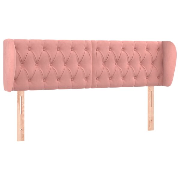 vidaXL Tête de lit avec oreilles Rose 163x23x78/88 cm Velours