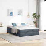 vidaXL Cadre de lit ottoman avec matelas gris foncé 140x200 cm velours