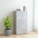 vidaXL Buffet avec 6 tiroirs Gris béton 50x34x96 cm Bois d'ingénierie