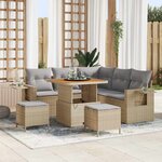 vidaXL Ensemble de canapé de jardin 8 Pièces Beige polyrotin