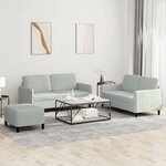 vidaXL Ensemble de canapés 3 Pièces gris clair velours