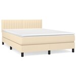 vidaXL Sommier à lattes de lit avec matelas Crème 140x200 cm Tissu
