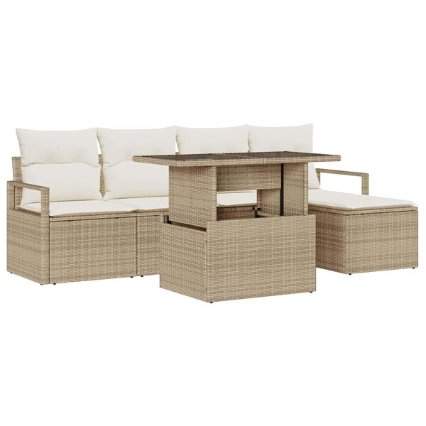 vidaXL Ensemble de canapé de jardin 6 pc Beige et crème polyrotin