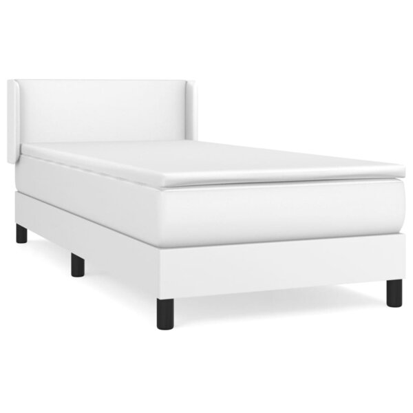 vidaXL Sommier à lattes de lit avec matelas Blanc 90x200 cm Similicuir