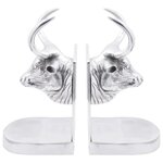 vidaXL Serre-livres 2 Pièces Argenté 17 x 15 x 27 cm Aluminium