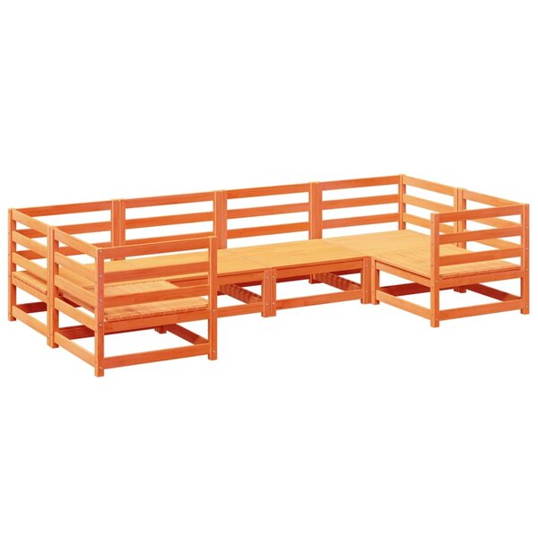 vidaXL Salon de jardin 6 Pièces cire marron bois de pin massif