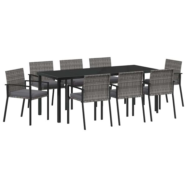 vidaXL Ensemble de salle à manger pour jardin 9 Pièces Gris