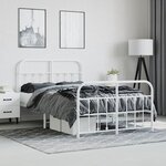 vidaXL Cadre de lit métal sans matelas et pied de lit blanc 120x200 cm