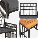 vidaXL Ensemble de meubles d'extérieur 3 Pièces Noir et Gris foncé