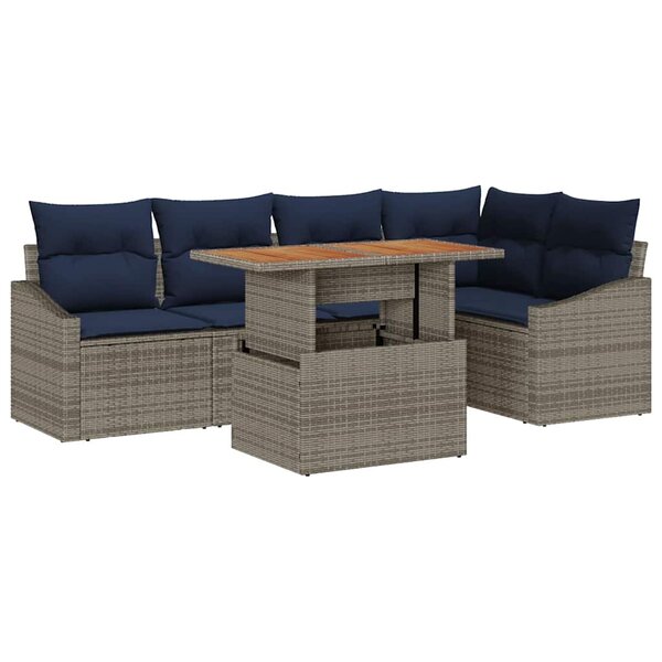 vidaXL Ensemble de canapé de jardin 6 Pièces Gris Poly rotin