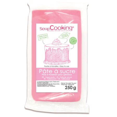Pâte à sucre rose arôme vanille - 250 g