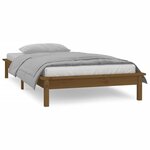 vidaXL Cadre de lit à LED marron miel 100x200 cm bois massif