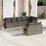 vidaXL Salon de jardin 8 Pièces avec coussins gris résine tressée