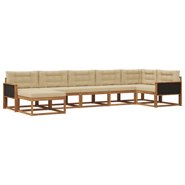 vidaXL Ensemble de canapés d'extérieur 7 Pièces Naturel et Beige