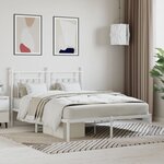 vidaXL Cadre de lit métal avec tête de lit blanc 150x200 cm