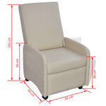 vidaXL Fauteuil pliable crème similicuir