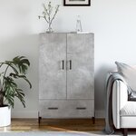 vidaXL Buffet haut gris béton 69 5x31x115 cm bois d'ingénierie