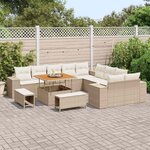 vidaXL Ensemble de canapé de jardin 13 Pièces Beige polyrotin